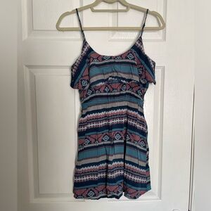 Roxy Blue and Pink Patterned mini dress